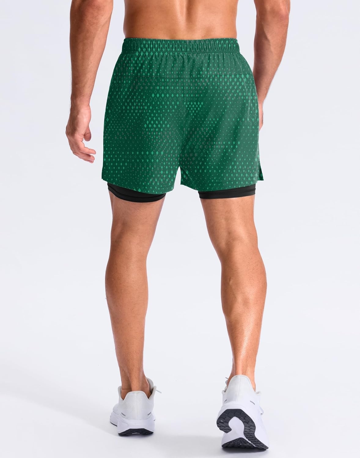 image:imageG Gradual Mens Running Gym Shorts with Compression Liner 5 7 9 Quick Dry Workout Athletic Shorts for Men Zipper PocketsGreen Geometry