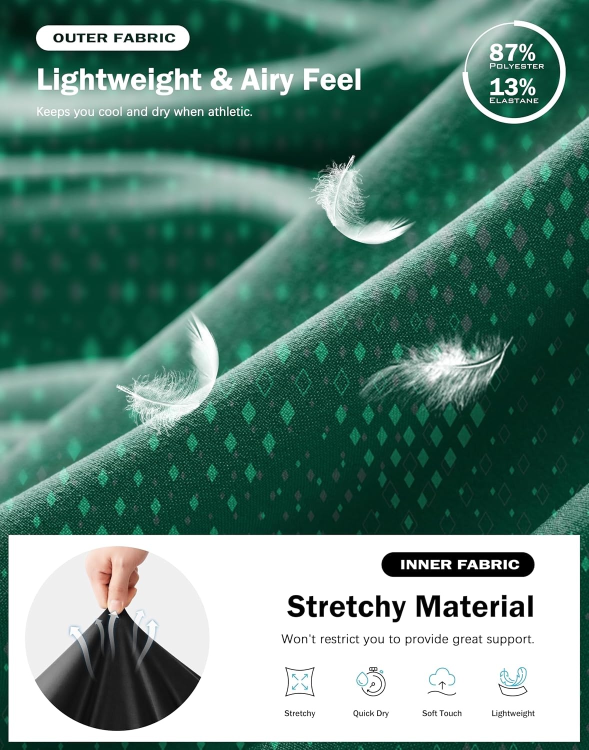 image:imageG Gradual Mens Running Gym Shorts with Compression Liner 5 7 9 Quick Dry Workout Athletic Shorts for Men Zipper PocketsGreen Geometry