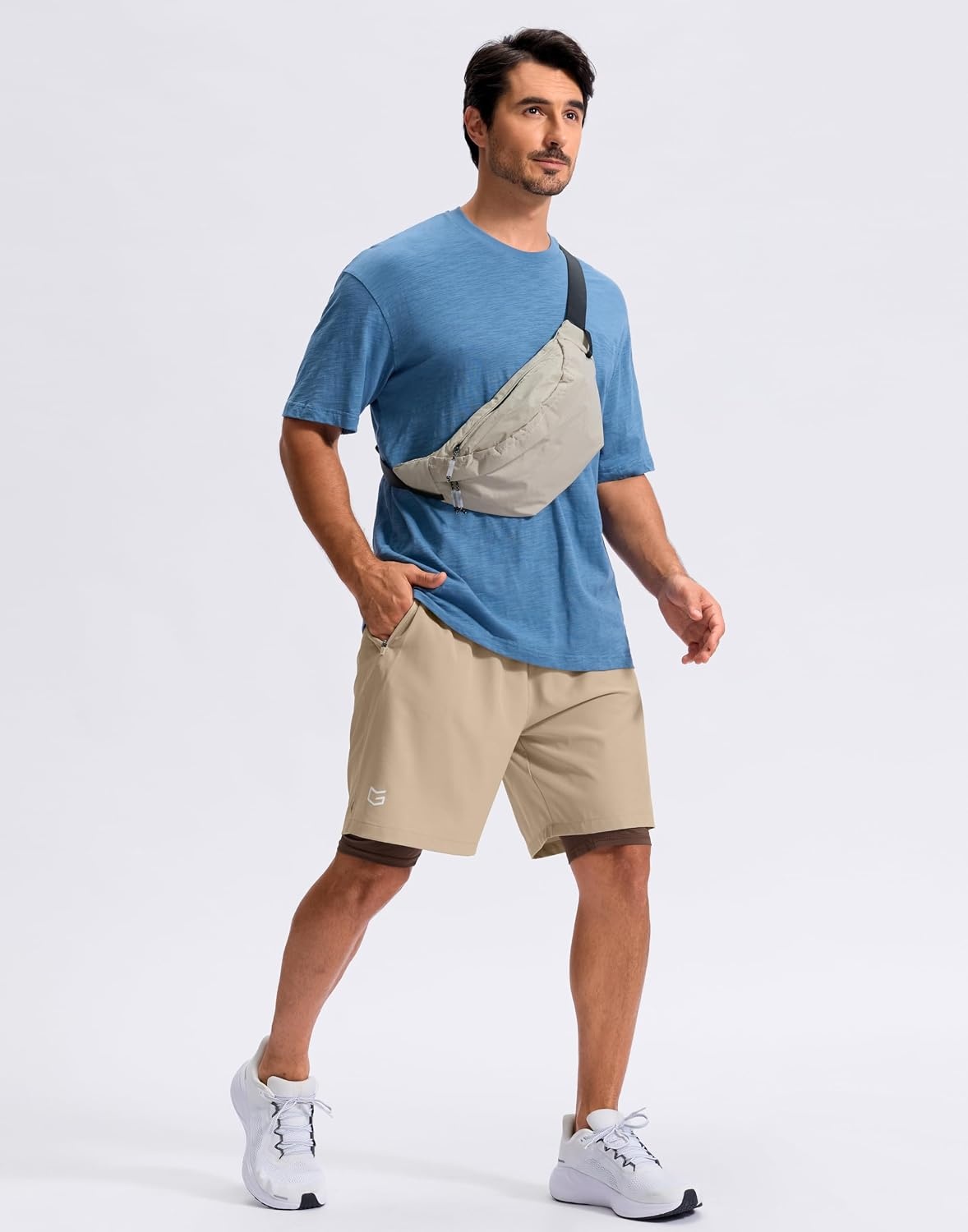 image:imageG Gradual Mens Running Gym Shorts with Compression Liner 5 7 9 Quick Dry Workout Athletic Shorts for Men Zipper PocketsKhaki