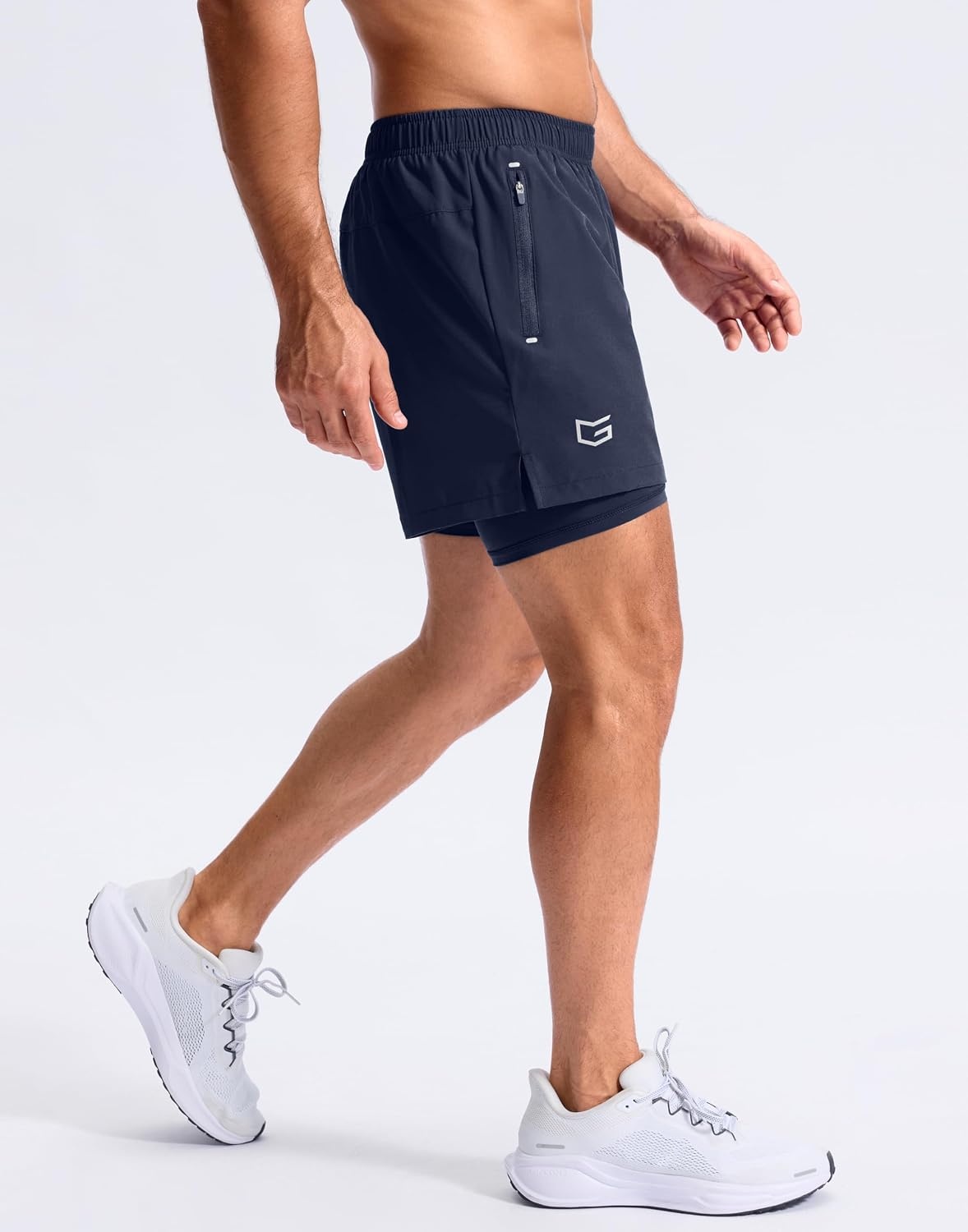 image:imageG Gradual Mens Running Gym Shorts with Compression Liner 5 7 9 Quick Dry Workout Athletic Shorts for Men Zipper PocketsNavy