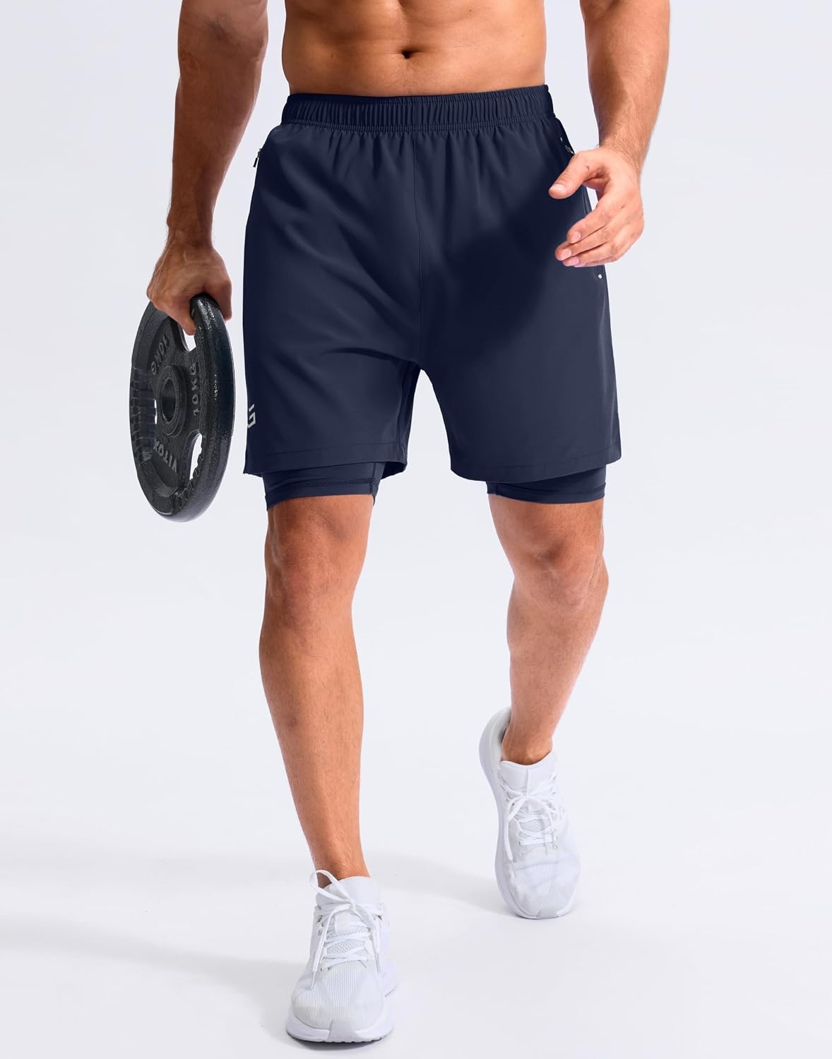 image:imageG Gradual Mens Running Gym Shorts with Compression Liner 5 7 9 Quick Dry Workout Athletic Shorts for Men Zipper PocketsNavy
