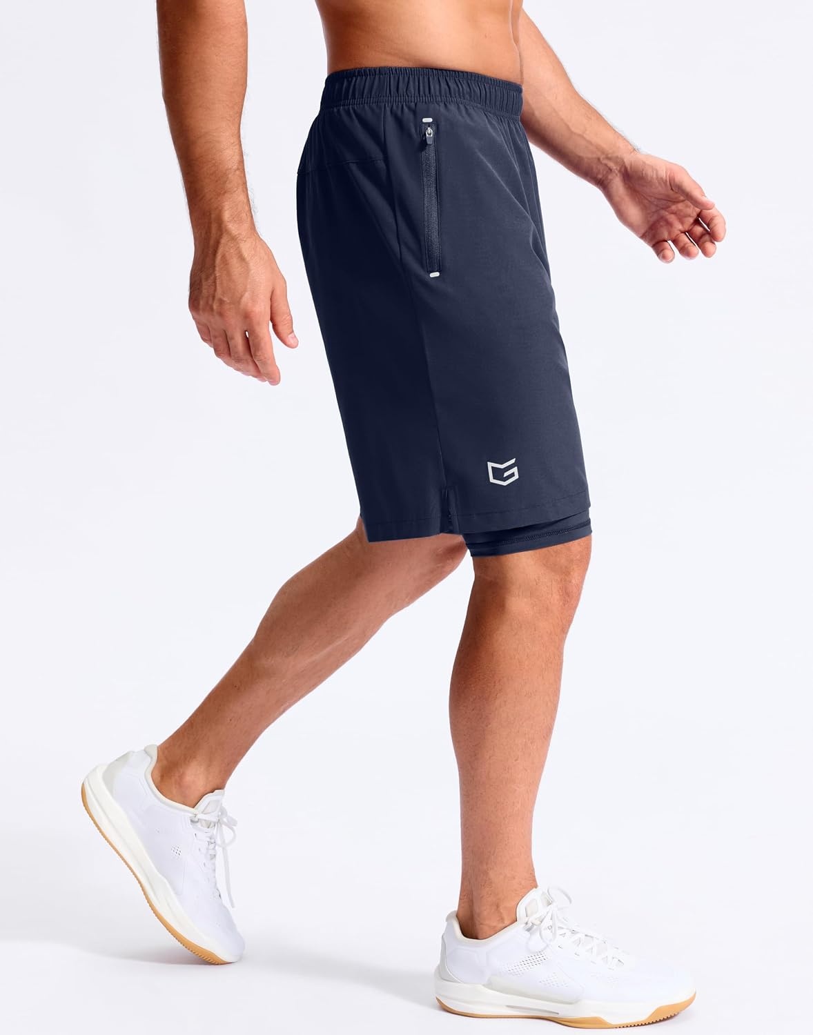 image:imageG Gradual Mens Running Gym Shorts with Compression Liner 5 7 9 Quick Dry Workout Athletic Shorts for Men Zipper PocketsNavy