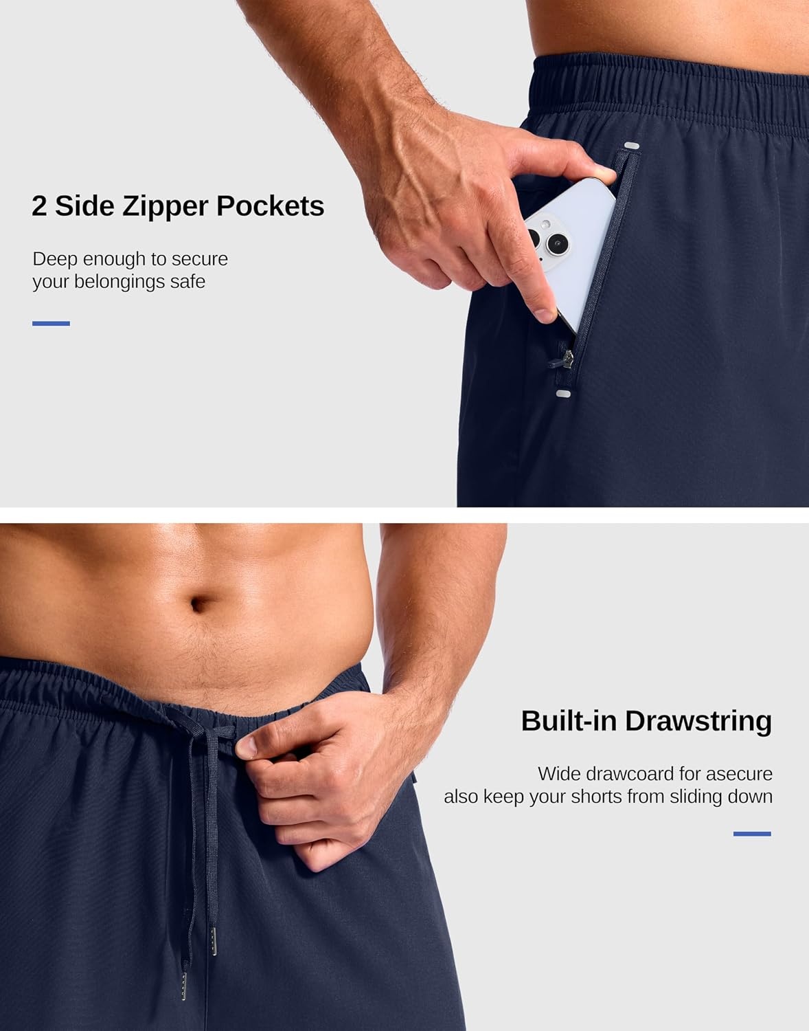 image:imageG Gradual Mens Running Gym Shorts with Compression Liner 5 7 9 Quick Dry Workout Athletic Shorts for Men Zipper PocketsNavy