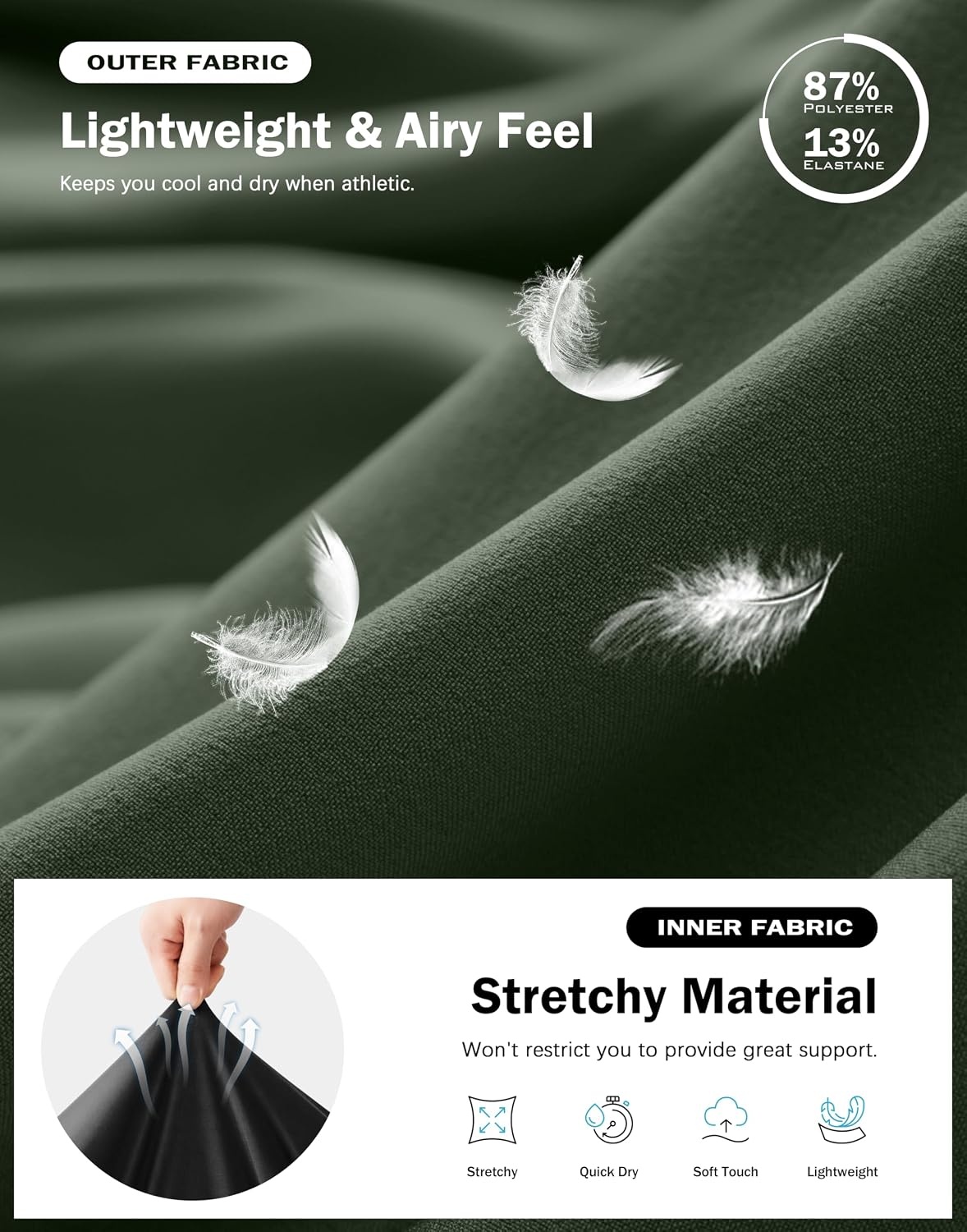 image:imageG Gradual Mens Running Gym Shorts with Compression Liner 5 7 9 Quick Dry Workout Athletic Shorts for Men Zipper PocketsOlive