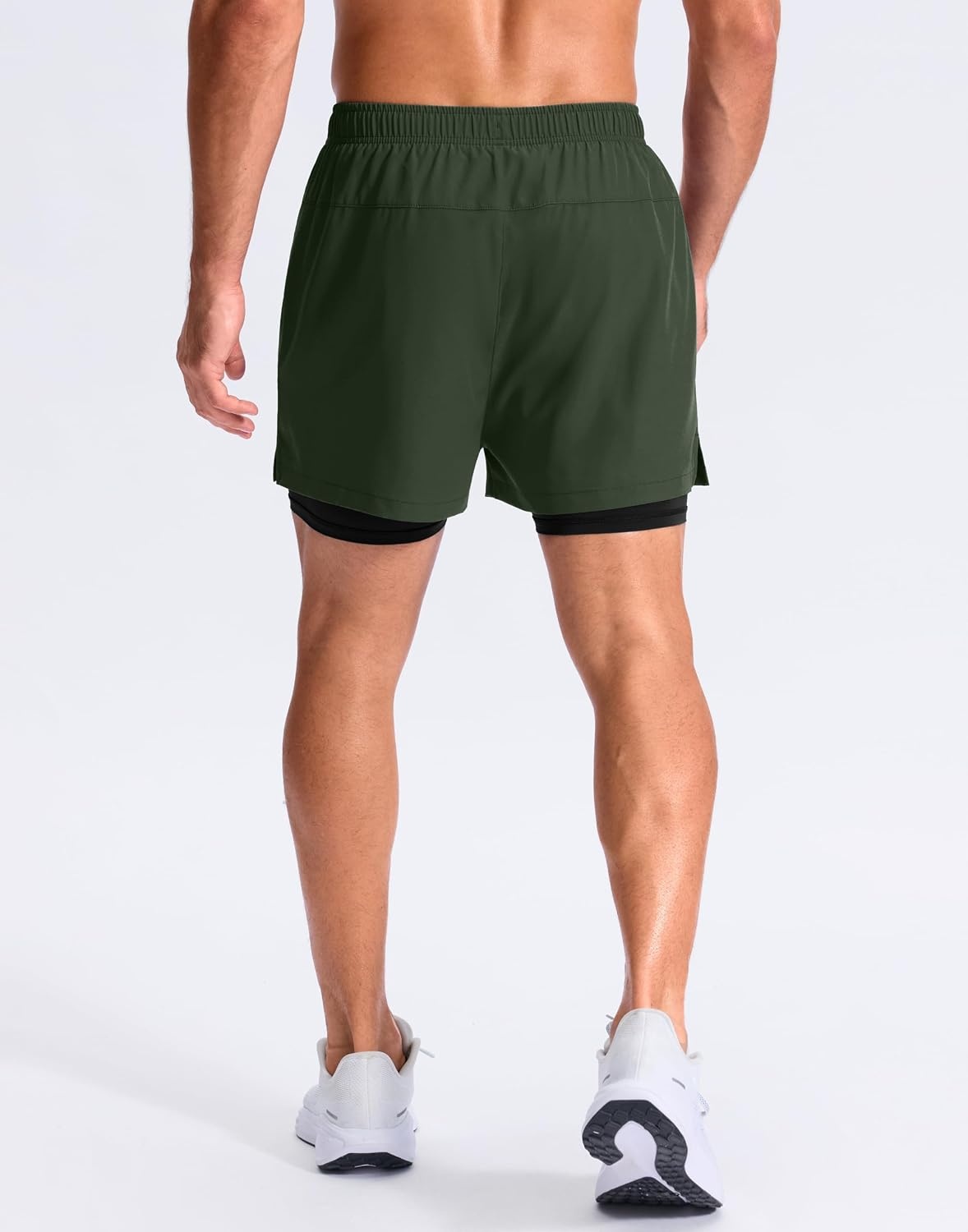 image:imageG Gradual Mens Running Gym Shorts with Compression Liner 5 7 9 Quick Dry Workout Athletic Shorts for Men Zipper PocketsOlive