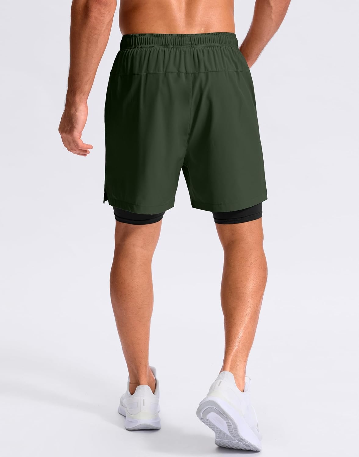image:imageG Gradual Mens Running Gym Shorts with Compression Liner 5 7 9 Quick Dry Workout Athletic Shorts for Men Zipper PocketsOlive