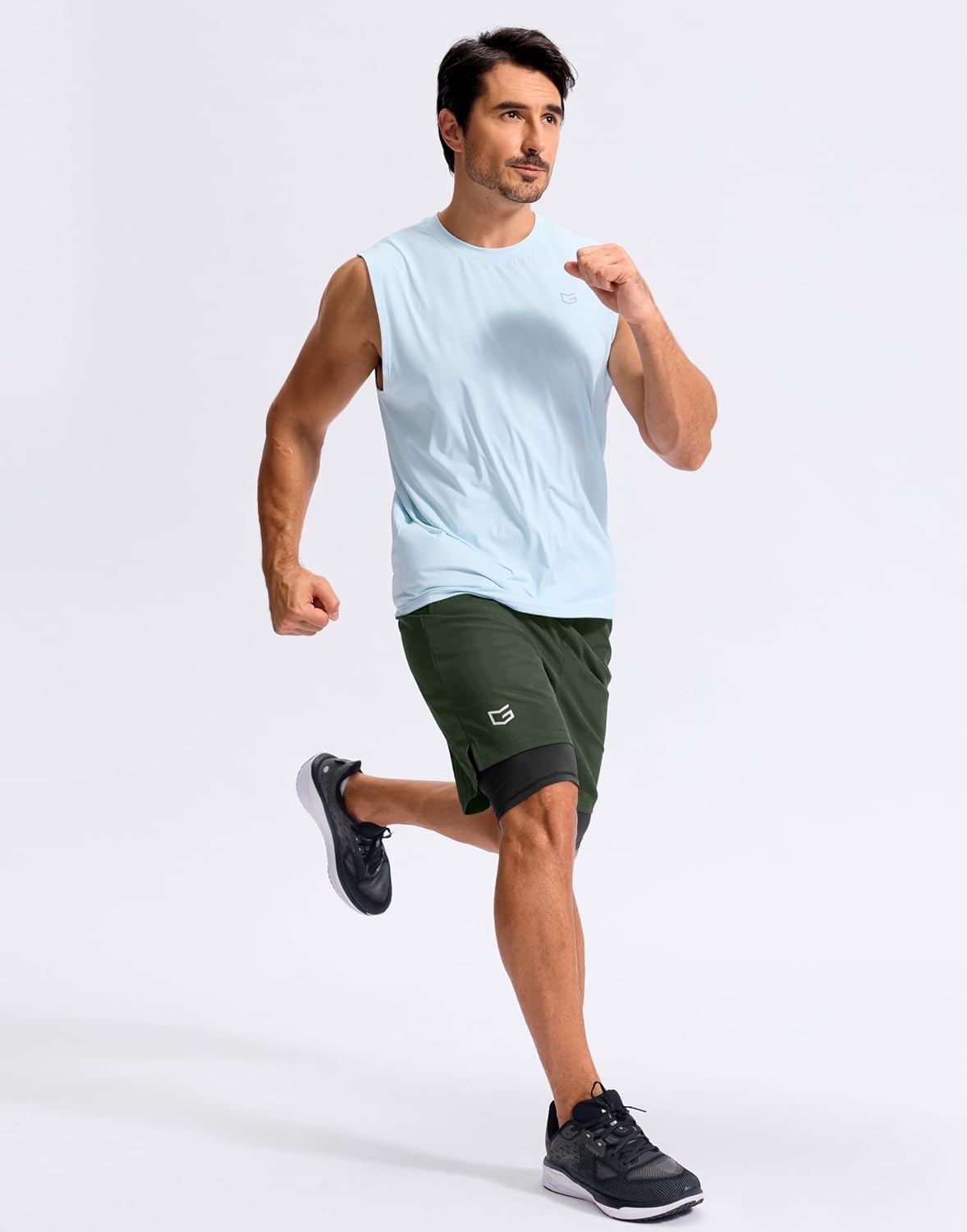 image:imageG Gradual Mens Running Gym Shorts with Compression Liner 5 7 9 Quick Dry Workout Athletic Shorts for Men Zipper PocketsOlive