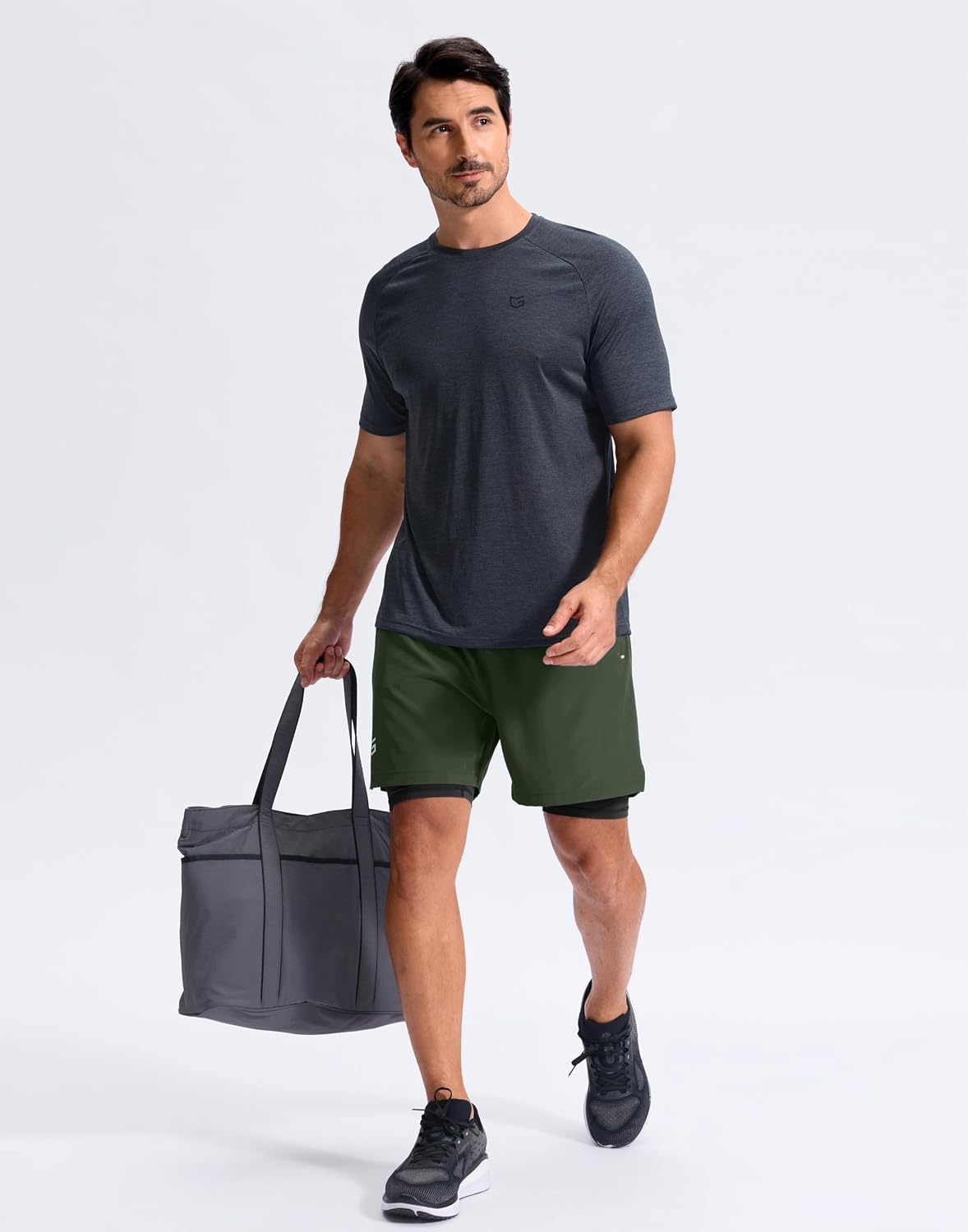 image:imageG Gradual Mens Running Gym Shorts with Compression Liner 5 7 9 Quick Dry Workout Athletic Shorts for Men Zipper PocketsOlive