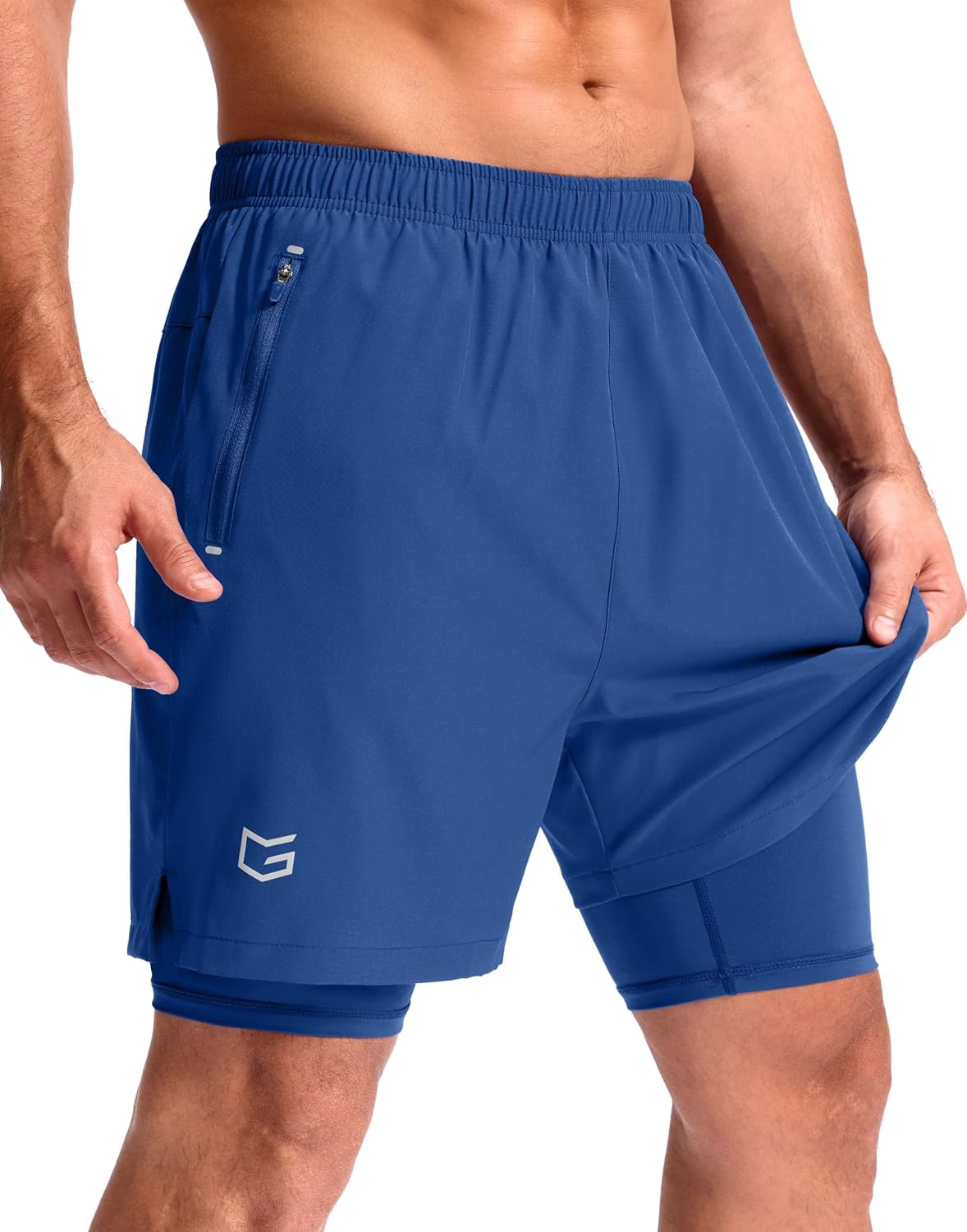 image:imageG Gradual Mens Running Gym Shorts with Compression Liner 5 7 9 Quick Dry Workout Athletic Shorts for Men Zipper PocketsRoyal Blue
