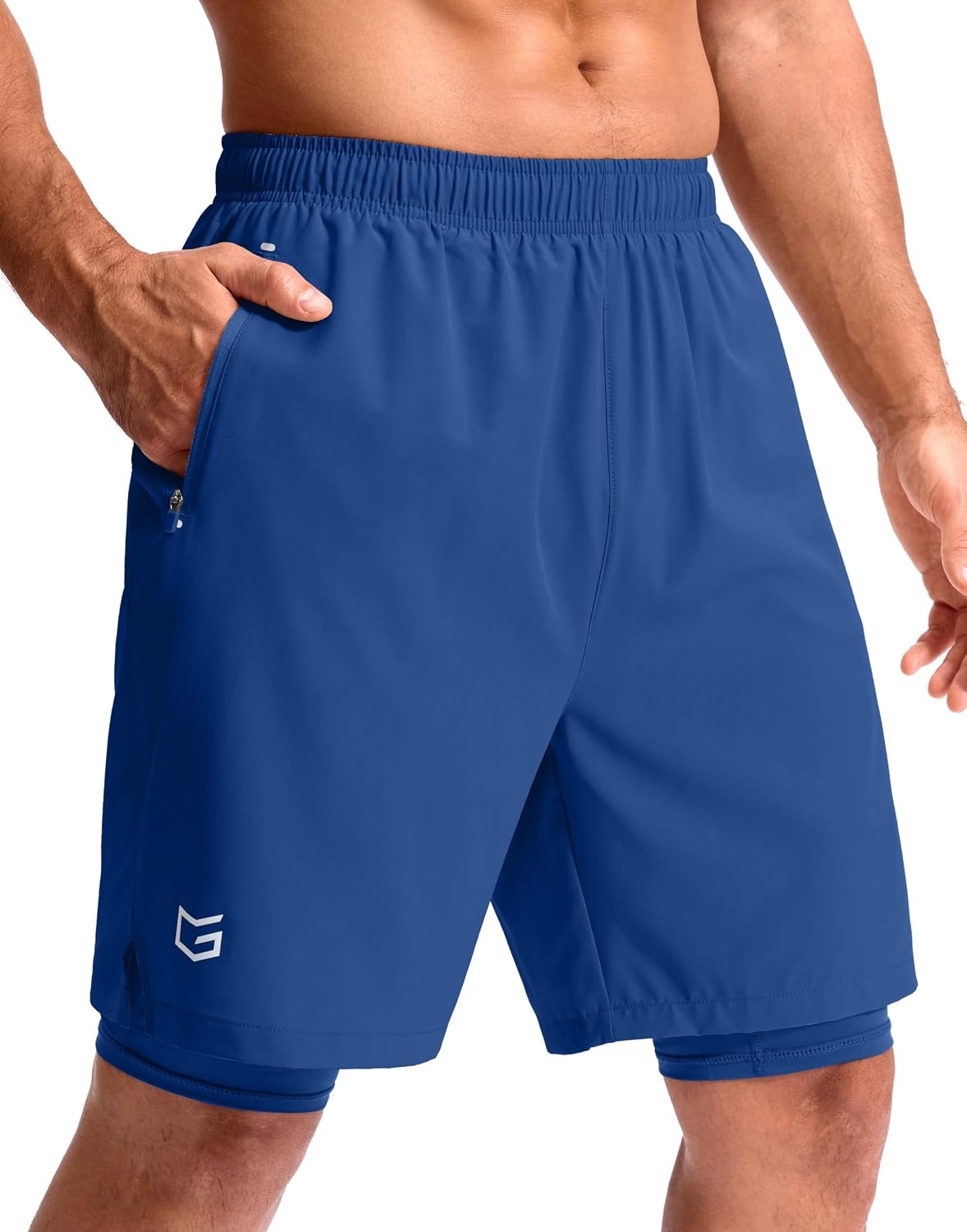 image:imageG Gradual Mens Running Gym Shorts with Compression Liner 5 7 9 Quick Dry Workout Athletic Shorts for Men Zipper PocketsRoyal Blue