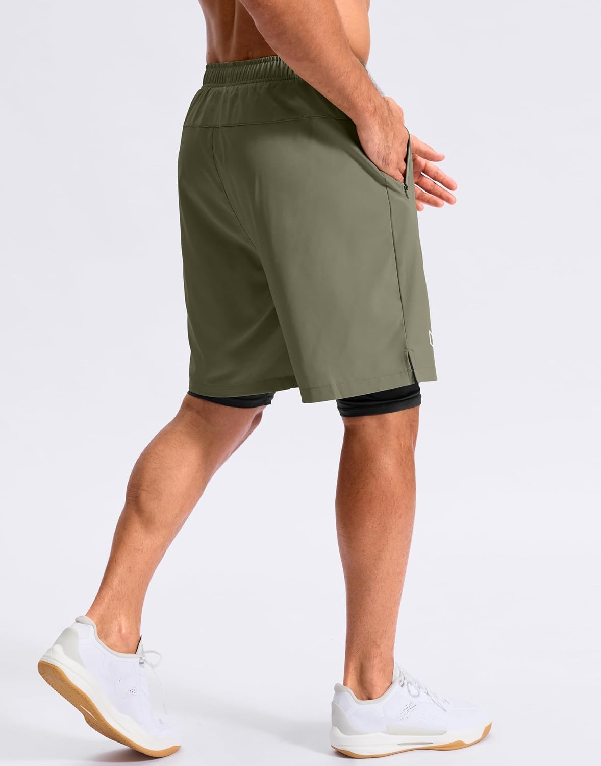 image:imageG Gradual Mens Running Gym Shorts with Compression Liner 5 7 9 Quick Dry Workout Athletic Shorts for Men Zipper PocketsSage Green