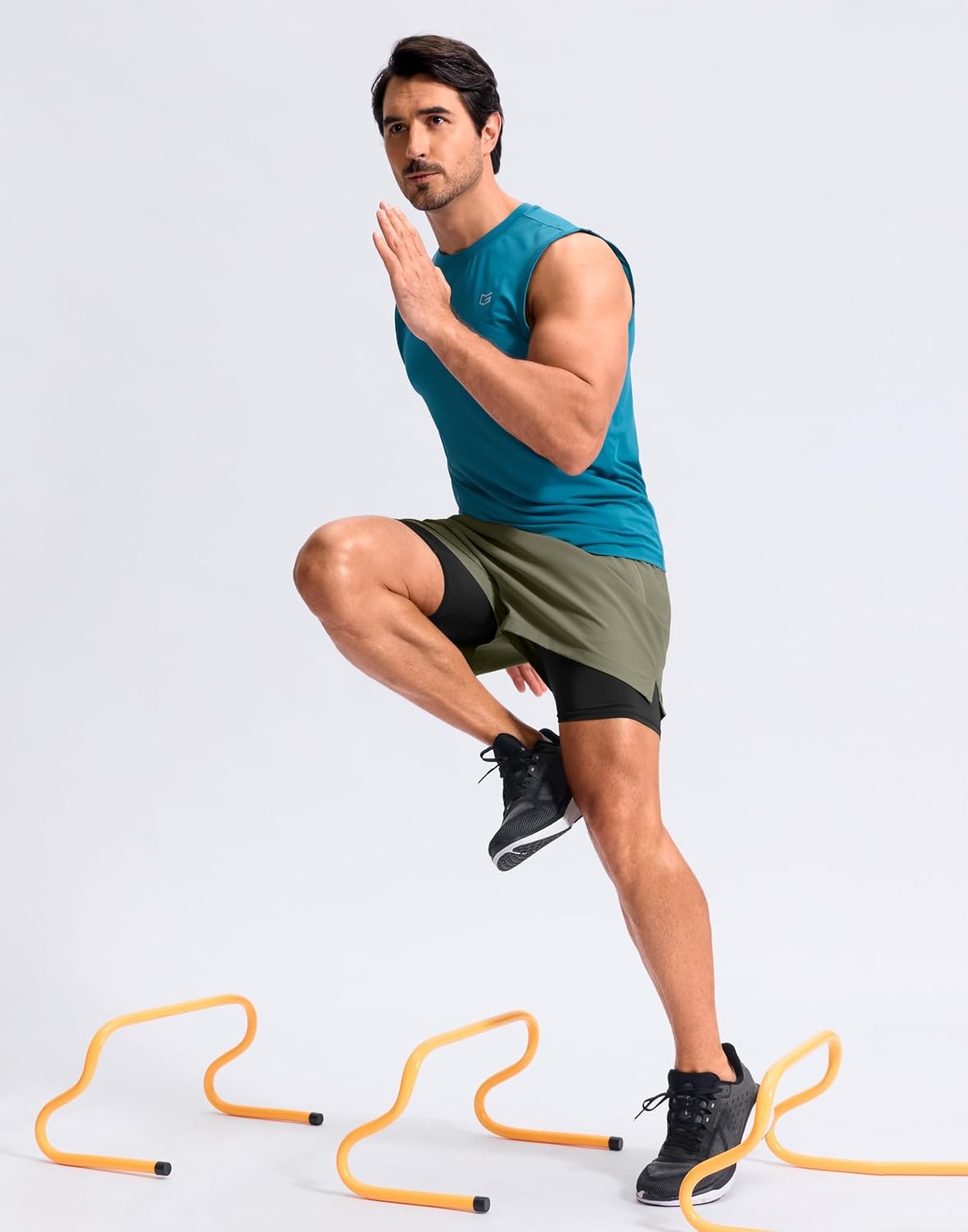 image:imageG Gradual Mens Running Gym Shorts with Compression Liner 5 7 9 Quick Dry Workout Athletic Shorts for Men Zipper PocketsSage Green