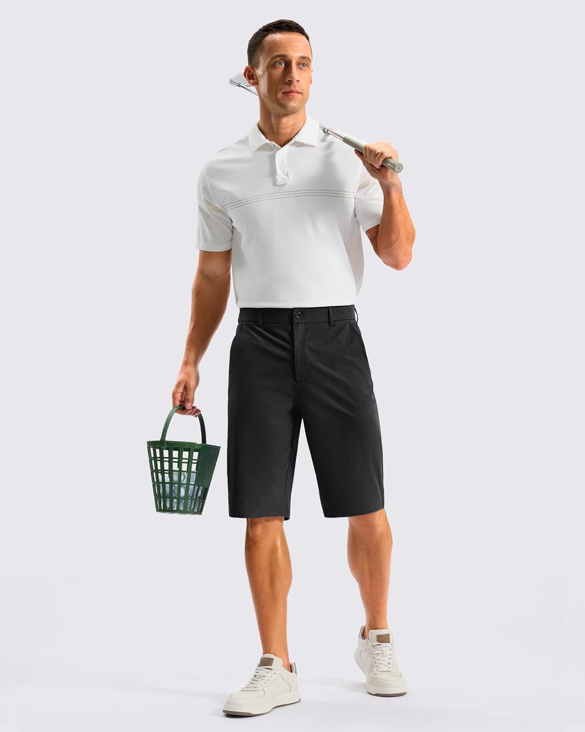 image:imageMens Golf Shorts 12 Long 4 Pockets Lightweight Knee Length Quick Dry Breathable Straight Fit Casual Hiking Work Travel ShortBlack