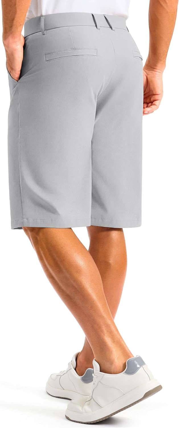image:imageMens Golf Shorts 12 Long 4 Pockets Lightweight Knee Length Quick Dry Breathable Straight Fit Casual Hiking Work Travel ShortBright Gray