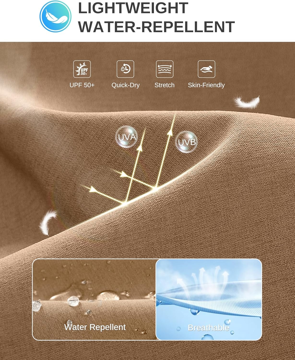 image:imageMens Golf Shorts 12 Long 4 Pockets Lightweight Knee Length Quick Dry Breathable Straight Fit Casual Hiking Work Travel ShortDark Khaki