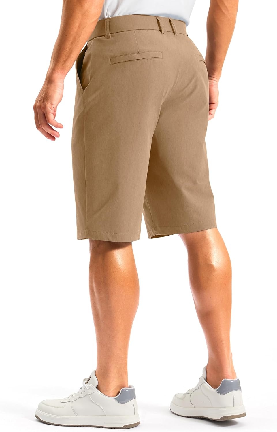 image:imageMens Golf Shorts 12 Long 4 Pockets Lightweight Knee Length Quick Dry Breathable Straight Fit Casual Hiking Work Travel ShortDark Khaki