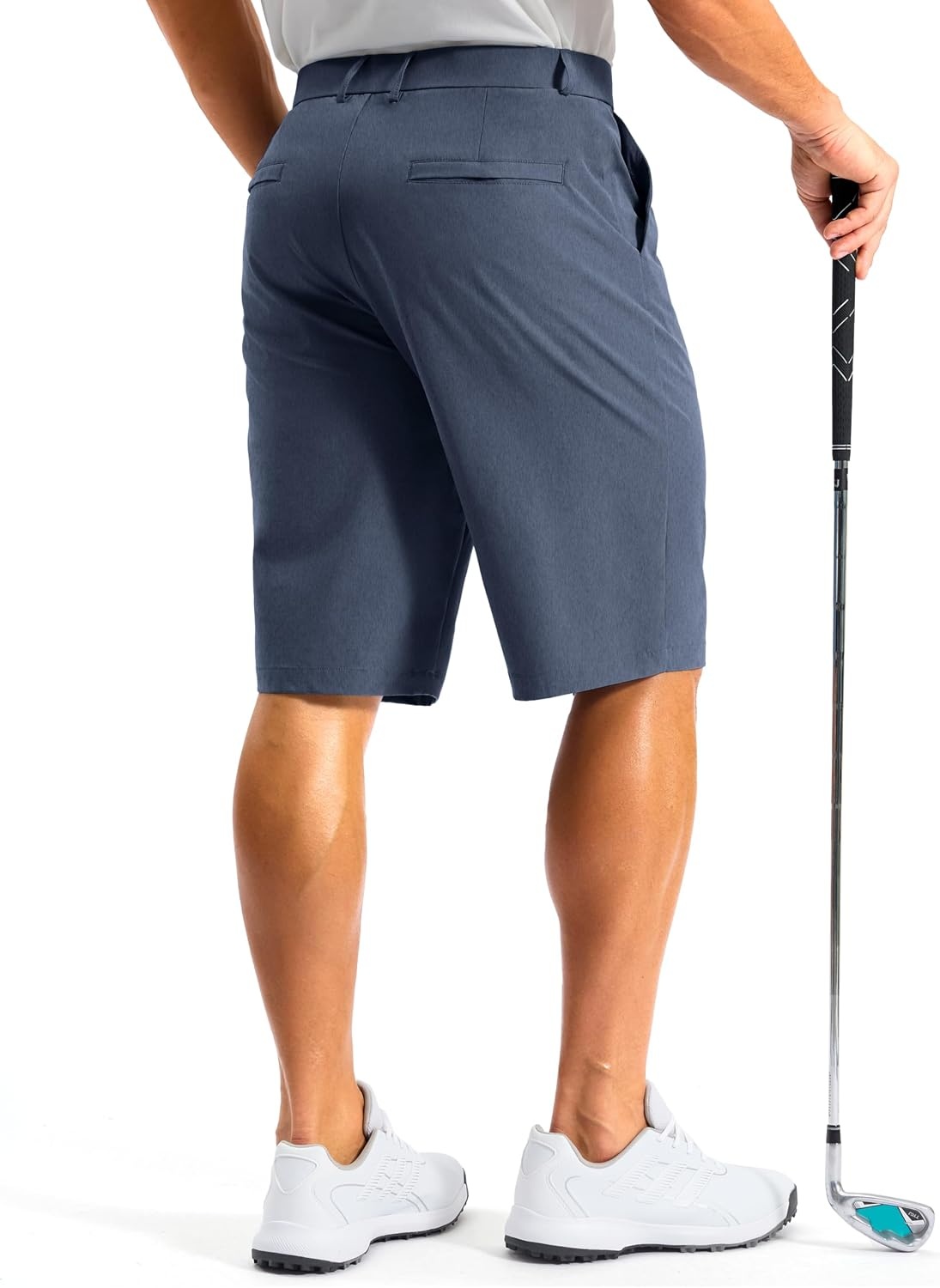 image:imageMens Golf Shorts 12 Long 4 Pockets Lightweight Knee Length Quick Dry Breathable Straight Fit Casual Hiking Work Travel ShortGrey Blue