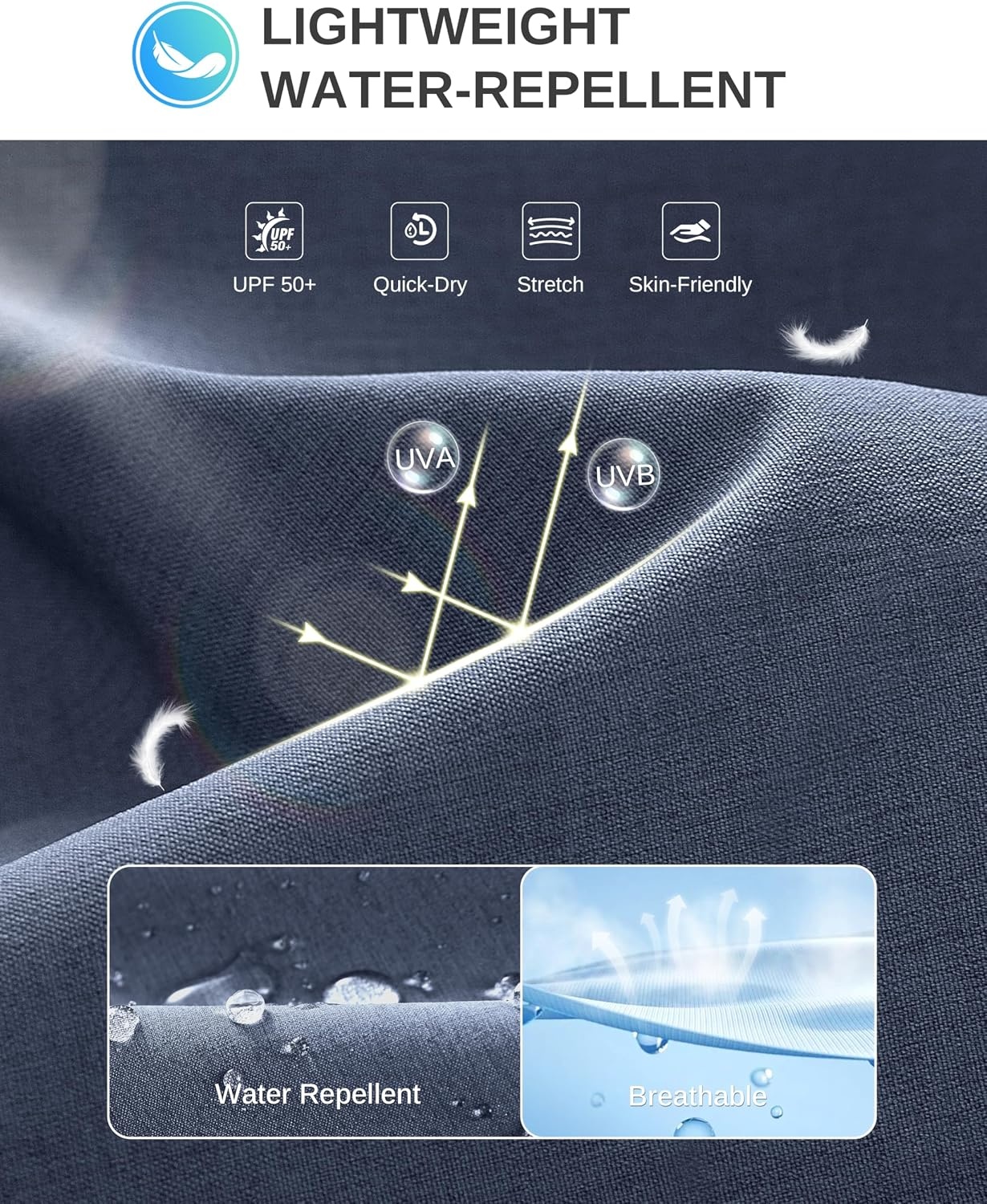 image:imageMens Golf Shorts 12 Long 4 Pockets Lightweight Knee Length Quick Dry Breathable Straight Fit Casual Hiking Work Travel ShortGrey Blue