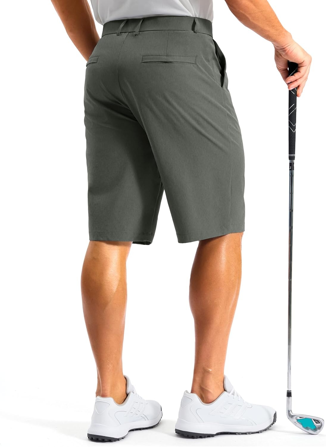 image:imageMens Golf Shorts 12 Long 4 Pockets Lightweight Knee Length Quick Dry Breathable Straight Fit Casual Hiking Work Travel ShortGrey Sage