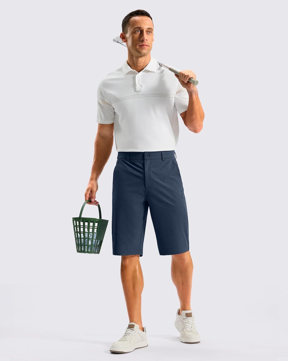 image:imageMens Golf Shorts 12 Long 4 Pockets Lightweight Knee Length Quick Dry Breathable Straight Fit Casual Hiking Work Travel ShortNavy Blue