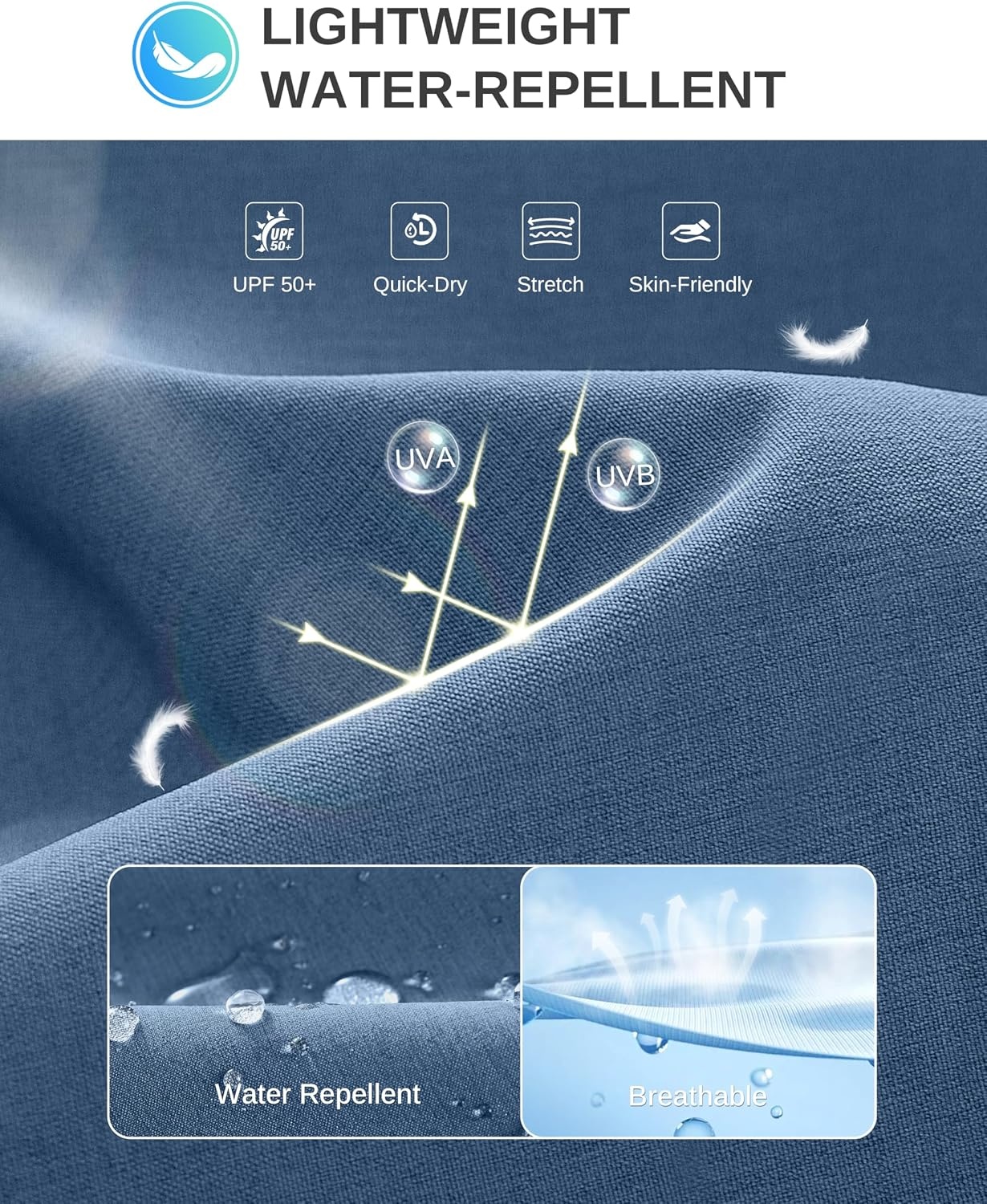 image:imageMens Golf Shorts 12 Long 4 Pockets Lightweight Knee Length Quick Dry Breathable Straight Fit Casual Hiking Work Travel ShortSlate Blue