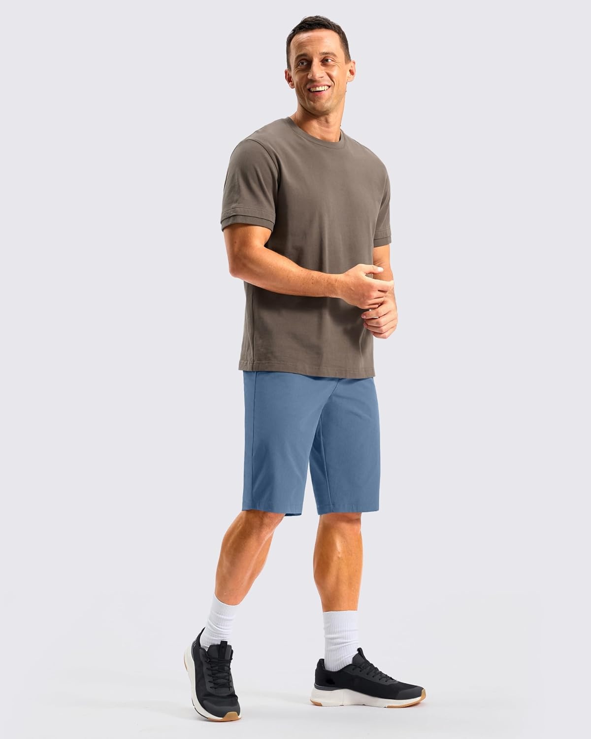 image:imageMens Golf Shorts 12 Long 4 Pockets Lightweight Knee Length Quick Dry Breathable Straight Fit Casual Hiking Work Travel ShortSlate Blue