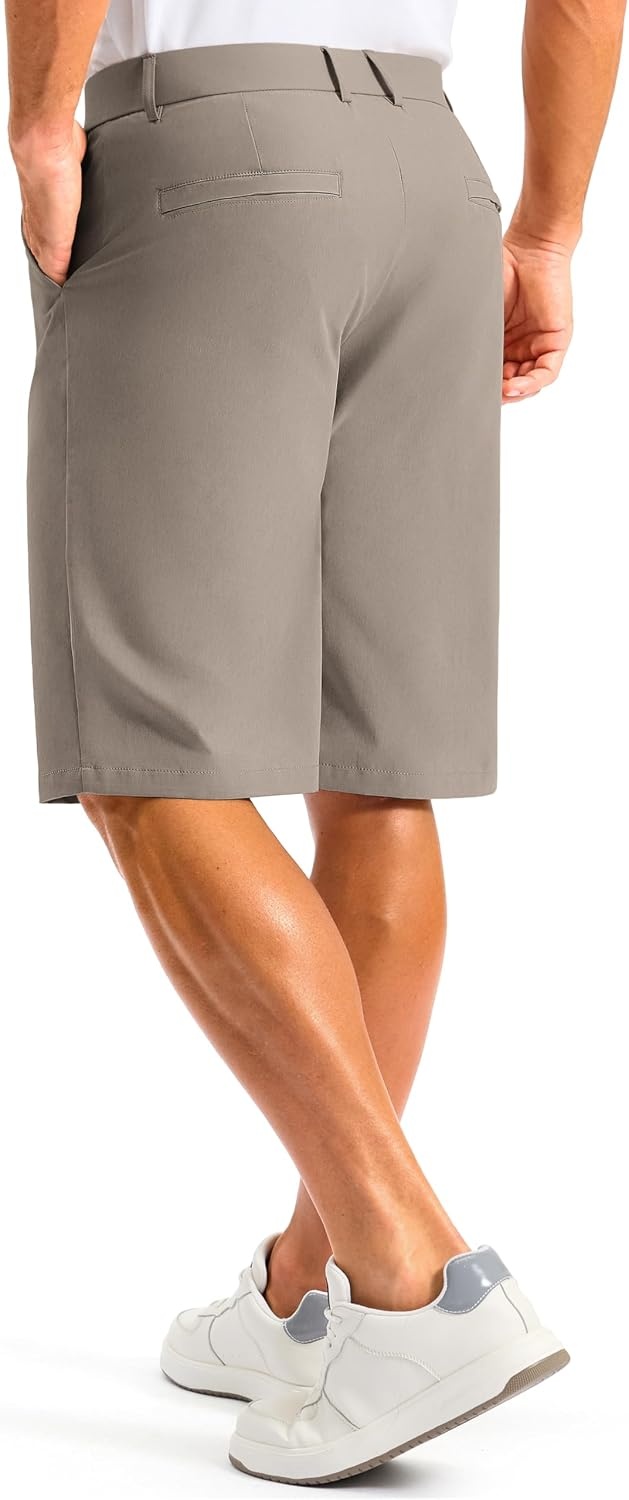image:imageMens Golf Shorts 12 Long 4 Pockets Lightweight Knee Length Quick Dry Breathable Straight Fit Casual Hiking Work Travel ShortStone Grey