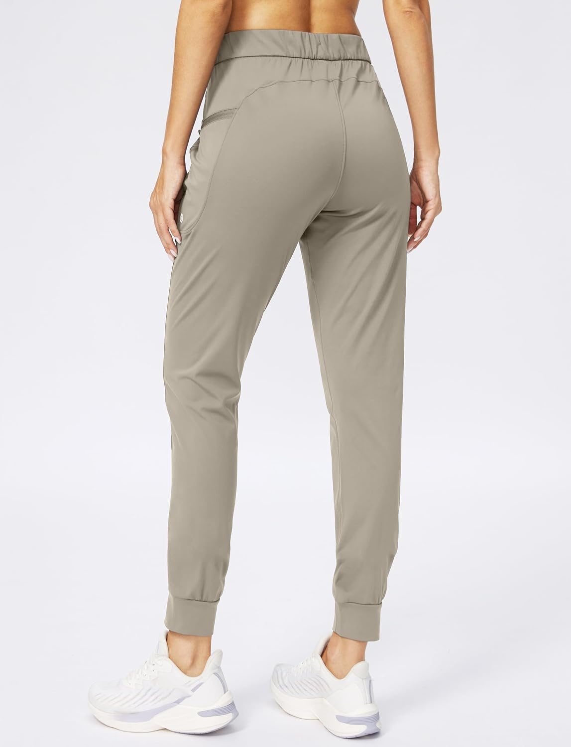 image:imageWomens Joggers with Zipper Pockets Tapered Athletic Pants for Women Stretchy Lounge Jogging Workout Soft Elastic Waistband Drawstring Cuffed AnkleCarbon Dust