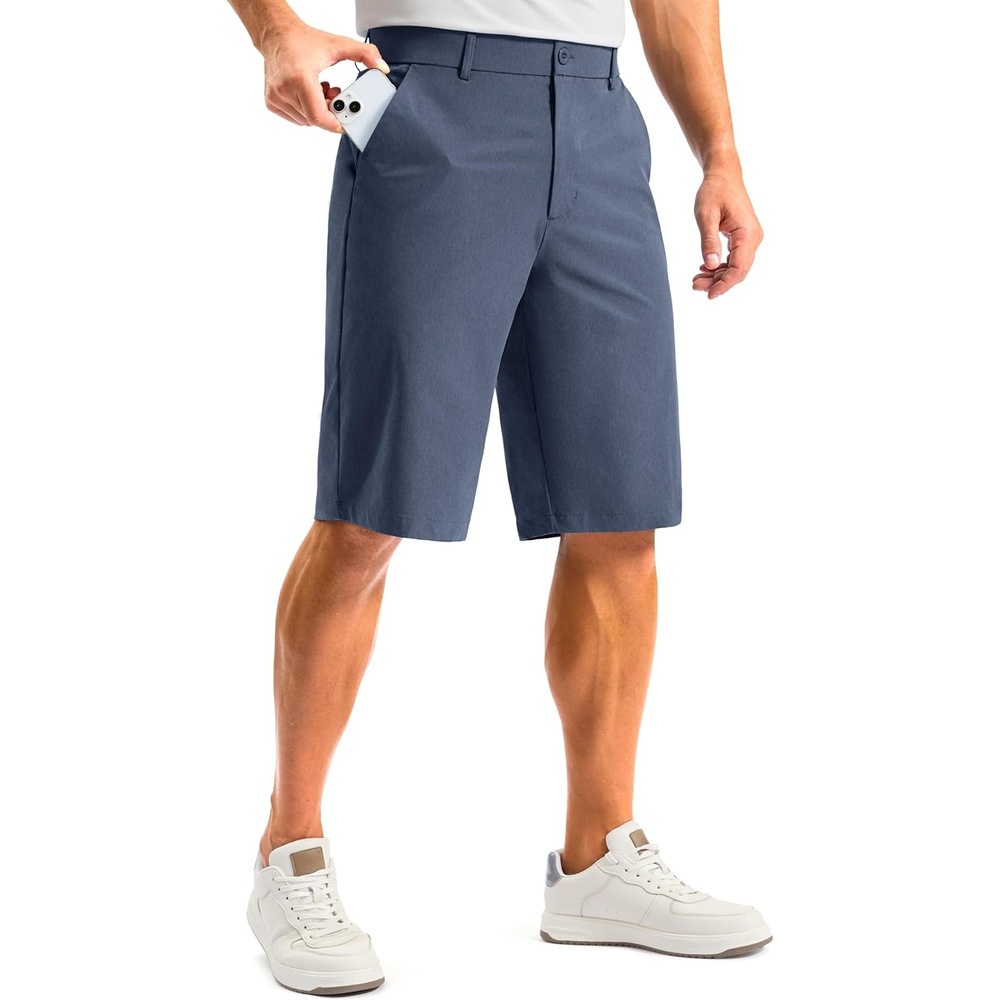image:imageMens Golf Shorts 12 Long 4 Pockets Lightweight Knee Length Quick Dry Breathable Straight Fit Casual Hiking Work Travel ShortGrey Blue