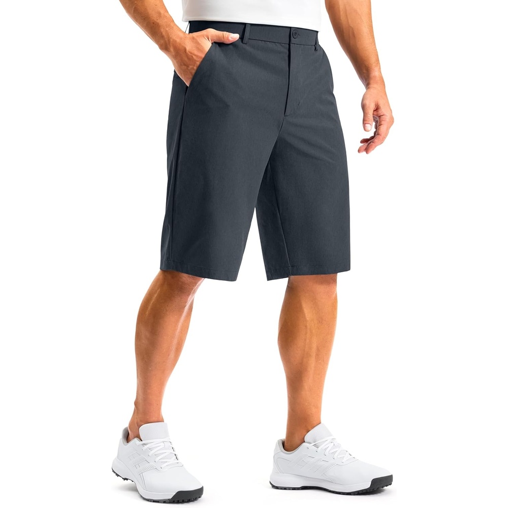 image:imageMens Golf Shorts 12 Long 4 Pockets Lightweight Knee Length Quick Dry Breathable Straight Fit Casual Hiking Work Travel ShortIron Grey