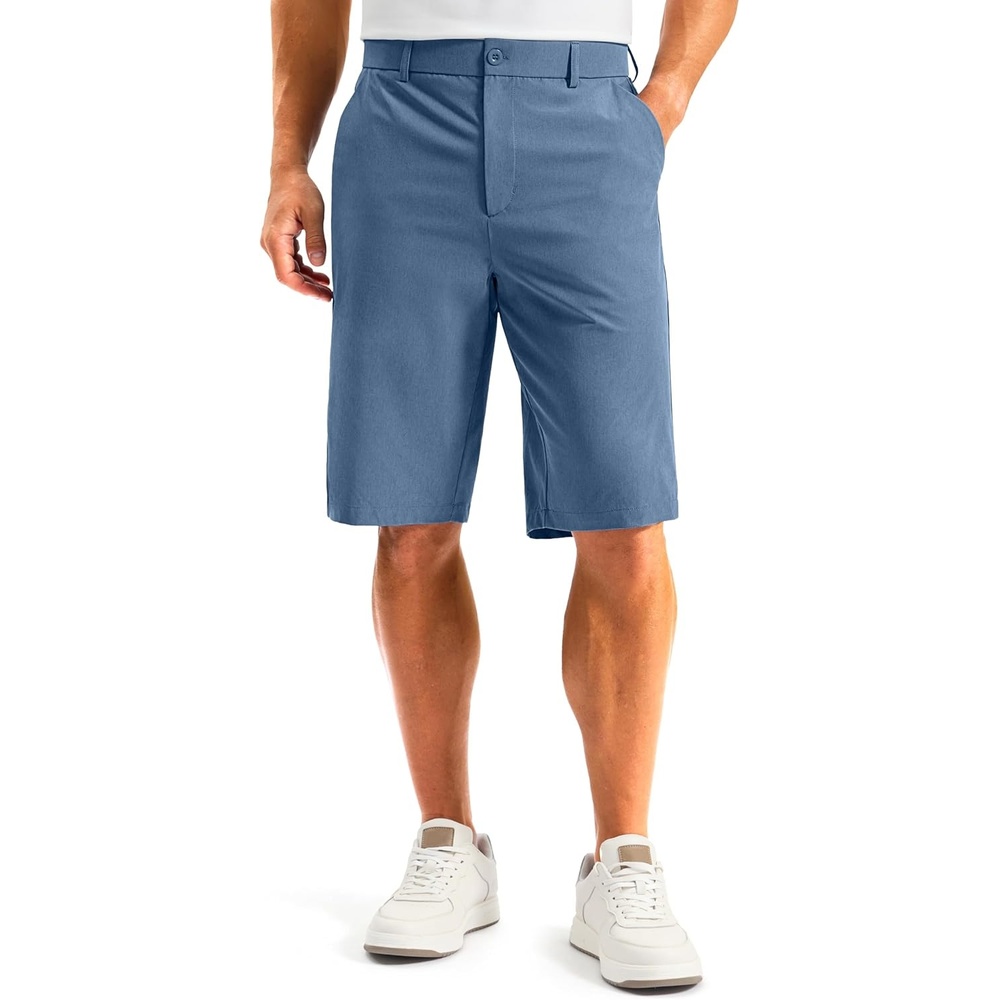 image:imageMens Golf Shorts 12 Long 4 Pockets Lightweight Knee Length Quick Dry Breathable Straight Fit Casual Hiking Work Travel ShortSlate Blue