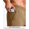 G Gradual Men’s Athletic Running Shorts Zip Pocket Quick Dry | Lightweight Moisture-Wicking Fabric, Flat Elastic Waistband, Drawcord Fit, 5″/7″/9″ Options, Gym Golf Tennis And Hiking(Dark Khaki)