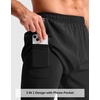 G Gradual Men’s Running Gym Shorts with Compression Liner 5″/ 7″/ 9″ Quick Dry Workout Athletic Shorts for Men Zipper Pockets(Black)
