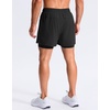 G Gradual Men’s Running Gym Shorts with Compression Liner 5″/ 7″/ 9″ Quick Dry Workout Athletic Shorts for Men Zipper Pockets(Black)