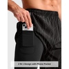 G Gradual Men’s Running Gym Shorts with Compression Liner 5″/ 7″/ 9″ Quick Dry Workout Athletic Shorts for Men Zipper Pockets(Black Graphite Stripe)