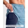 G Gradual Men’s Running Gym Shorts with Compression Liner 5″/ 7″/ 9″ Quick Dry Workout Athletic Shorts for Men Zipper Pockets(Blue Geometry)