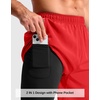 G Gradual Men’s Running Gym Shorts with Compression Liner 5″/ 7″/ 9″ Quick Dry Workout Athletic Shorts for Men Zipper Pockets(Deep Red)