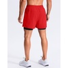 G Gradual Men’s Running Gym Shorts with Compression Liner 5″/ 7″/ 9″ Quick Dry Workout Athletic Shorts for Men Zipper Pockets(Deep Red)