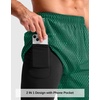 G Gradual Men’s Running Gym Shorts with Compression Liner 5″/ 7″/ 9″ Quick Dry Workout Athletic Shorts for Men Zipper Pockets(Green Geometry)