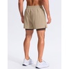G Gradual Men’s Running Gym Shorts with Compression Liner 5″/ 7″/ 9″ Quick Dry Workout Athletic Shorts for Men Zipper Pockets(Khaki)