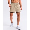 G Gradual Men’s Running Gym Shorts with Compression Liner 5″/ 7″/ 9″ Quick Dry Workout Athletic Shorts for Men Zipper Pockets(Khaki)
