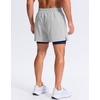 G Gradual Men’s Running Gym Shorts with Compression Liner 5″/ 7″/ 9″ Quick Dry Workout Athletic Shorts for Men Zipper Pockets(Light Grey)