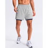 G Gradual Men’s Running Gym Shorts with Compression Liner 5″/ 7″/ 9″ Quick Dry Workout Athletic Shorts for Men Zipper Pockets(Light Grey)