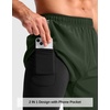 G Gradual Men’s Running Gym Shorts with Compression Liner 5″/ 7″/ 9″ Quick Dry Workout Athletic Shorts for Men Zipper Pockets(Olive)