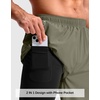 G Gradual Men’s Running Gym Shorts with Compression Liner 5″/ 7″/ 9″ Quick Dry Workout Athletic Shorts for Men Zipper Pockets(Sage Green)