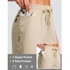G Gradual Women’s 13″ Long Hiking Shorts with 3 Pockets | Lightweight, Quick Dry, Water Resistant, UPF 50+, Zipper Pocket, Elastic Waist, Summer, Outdoor, Travel, Walking(Light Khaki)