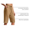 G Gradual Women’s 13″ Long Hiking Shorts with 3 Pockets | Lightweight, Quick Dry, Water Resistant, UPF 50+, Zipper Pocket, Elastic Waist, Summer, Outdoor, Travel, Walking(Dark Khaki)