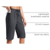 G Gradual Women’s 13″ Long Hiking Shorts with 3 Pockets | Lightweight, Quick Dry, Water Resistant, UPF 50+, Zipper Pocket, Elastic Waist, Summer, Outdoor, Travel, Walking(Dark Grey)