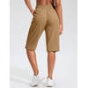 G Gradual Women’s 13″ Long Hiking Shorts with 3 Pockets | Lightweight, Quick Dry, Water Resistant, UPF 50+, Zipper Pocket, Elastic Waist, Summer, Outdoor, Travel, Walking(Dark Khaki)
