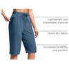 G Gradual Women’s 13″ Long Hiking Shorts with 3 Pockets | Lightweight, Quick Dry, Water Resistant, UPF 50+, Zipper Pocket, Elastic Waist, Summer, Outdoor, Travel, Walking(Dusty Blue)